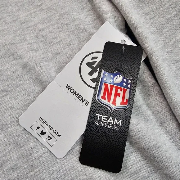 47 Brand Green Bay Packers Sweatshirt Womens Large Mock Neck Cropped Grey NWT - Picture 2 of 10